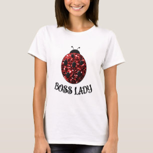 Röd glittrig Ladybug BOSS DAM Personalisera T Shirt