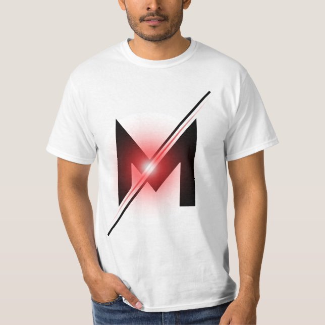 Röd glödande snedstreck Bokstav M Monogram T Shirt (Framsida)