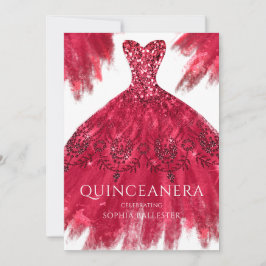 Röd Gnistra Gown Elegant Quinceanera Dress Party Inbjudningar