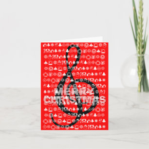 Röd god jul Card G Clef Music Note Helgkort