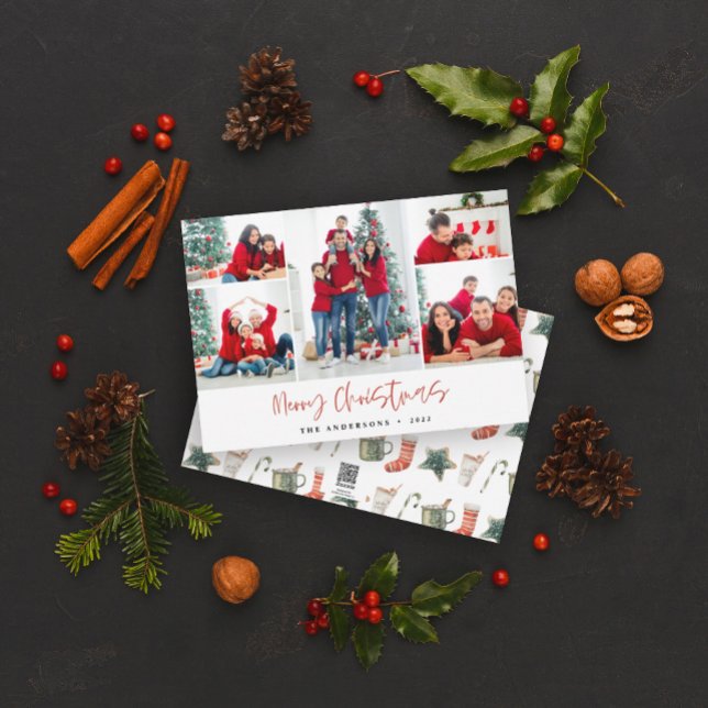 Röd God jul-fotokort 5 Bilder Julkort (Skapare uppladdad)