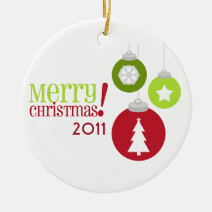 Röd god jul & grön dekorationprydnad julgransprydnad keramik