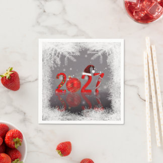 Röd God Jul Nytt År 2027 Festlig Pappersservett