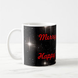 Röd God jul och Gott nytt år på stjärnor Kaffemugg