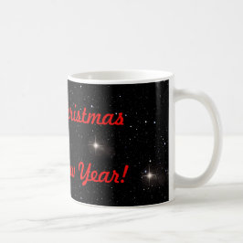 Röd God jul och Gott nytt år på stjärnor Kaffemugg