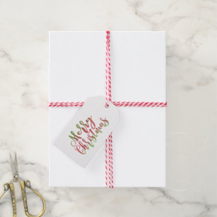 Röd god jul och grön vattenfärg presentetikett