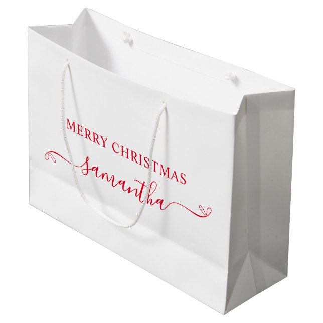Röd God Jul Söt Båge Signatur Namn (Framsidan Vinklad)