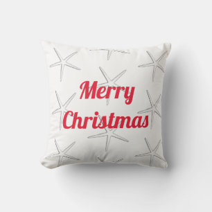 Röd God Jul Vit Sjöstjärna Mönster Present Kudde