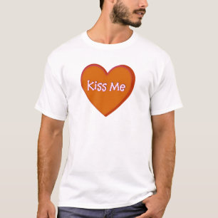 Röd godishjärta kysser mig vitT-tröja S M L XL T Shirt