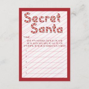 Röd godisstav Secret Santa anpassningsbara röstsed Inbjudningar