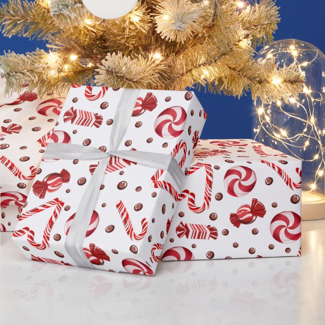 Röd godisstav Toffee Choklad Festive Holiday Presentpapper (Helgdagar)