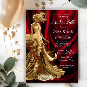 Röd Golden Elegant Sneaker Bal Inbjudningar