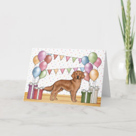 Röd Golden Retriever Färgrik Pastell Födelsedag Kort
