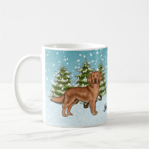 Röd Golden Retriever Hund Jul Anpassat Namn Kaffemugg
