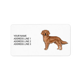 Röd Golden Retriever Söt Hund Med Anpassad Text Adressetikett