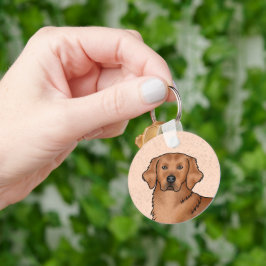 Röd Golden Retriever Söt Tecknad Hundporträtt Nyckelring