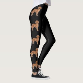 Röd Golden Retriever Söta Tecknade Hundar Svart Leggings