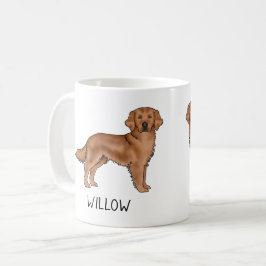 Röd Golden Retriever Tecknad Hund Anpassat Namn Kaffemugg