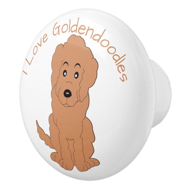 Röd Goldendoodle Hund Design Knopp (Höger)