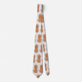 Röd Goldendoodle Hund Design Valfri Bakgrundsfärg Slips