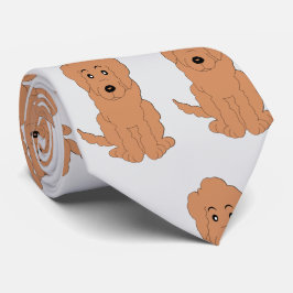 Röd Goldendoodle Hund Design Valfri Bakgrundsfärg Slips