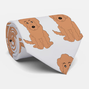 Röd Goldendoodle Hund Design Valfri Bakgrundsfärg Slips