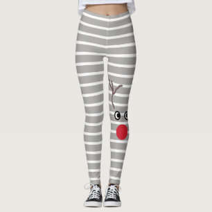 Röd görad randig näsren för gullig jul leggings