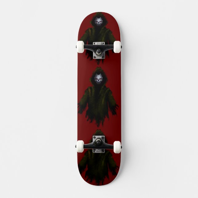 Röd gotisk monster skräck mörk kantig gatukonst mini skateboard bräda 18,5 cm (Framsida)