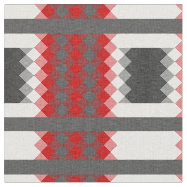 röd grå och vit geometrisk tyg (Närbild)