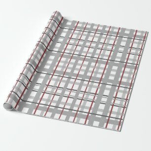 Röd & grå pläd presentpapper