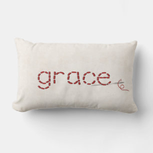 röd GRACE-texthäftning med nål Lumbarkudde