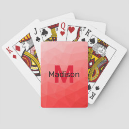 Röd gradient geometrisk nätmönster Monogram Casinokort