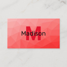 Röd gradient geometrisk nätmönster Monogram Visitkort