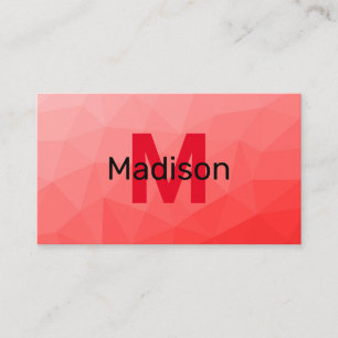 Röd gradient geometrisk nätmönster Monogram Visitkort