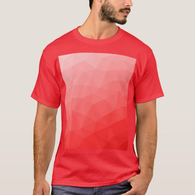 Röd gradient geometrisk nätmönster t shirt (Framsida)