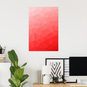 Röd gradient geometriskt nätmönster poster