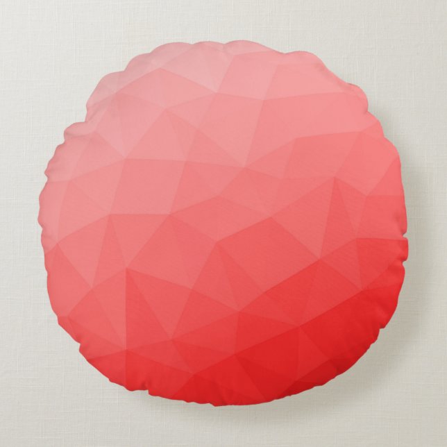 Röd gradient geometriskt nätmönster rund kudde (Framsidan)