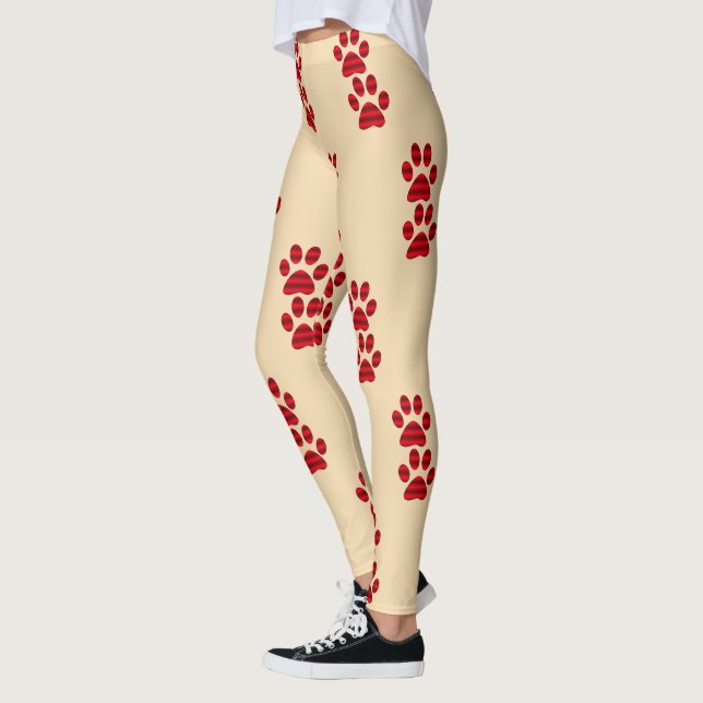 Röd Gradient Tassavtryck Leggings (Vänster)