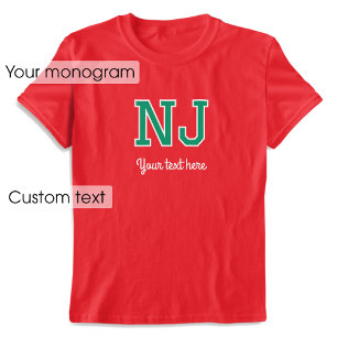 Röd grafik med anpassningsbar Monogrammed Namn Tex T Shirt