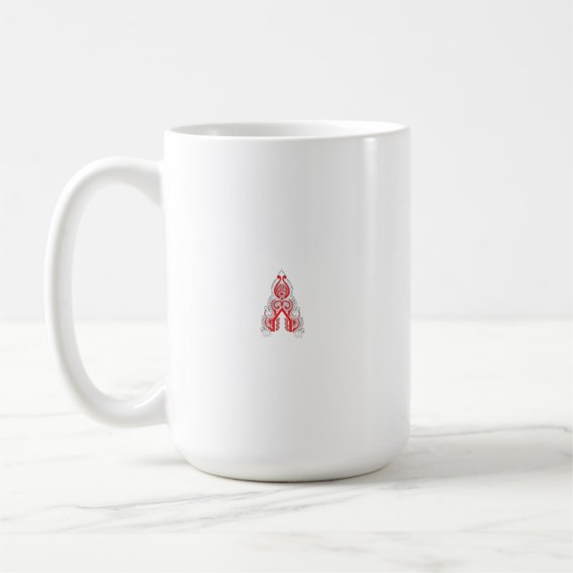Röd grafik med intricate line art mo kaffemugg (Vänster)