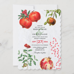 Röd granatäpple, Botaniska Medelhavets Bröllop Inbjudningar