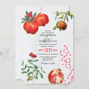 Röd granatäpple, Botaniska Medelhavets Bröllop Inbjudningar