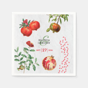 Röd granatäpple, Botaniska Medelhavets Bröllop Pappersservett