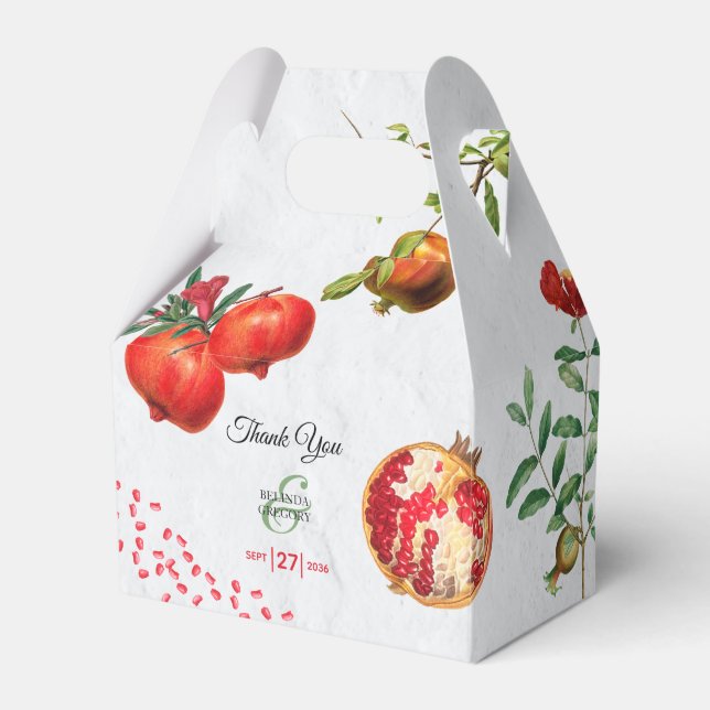 Röd granatäpple, Botaniska Medelhavets Bröllop Presentaskar (Framsidan Sidan)