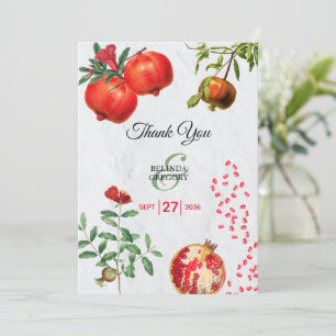 Röd granatäpple, Botaniska Medelhavets Bröllop Tack Kort
