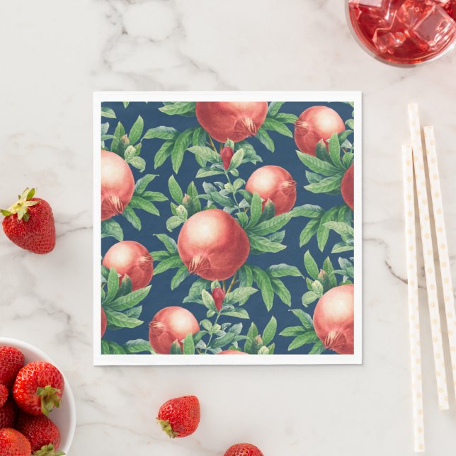 Röd granatfrukt och Grönt Löv Pappersservett (Insitu)