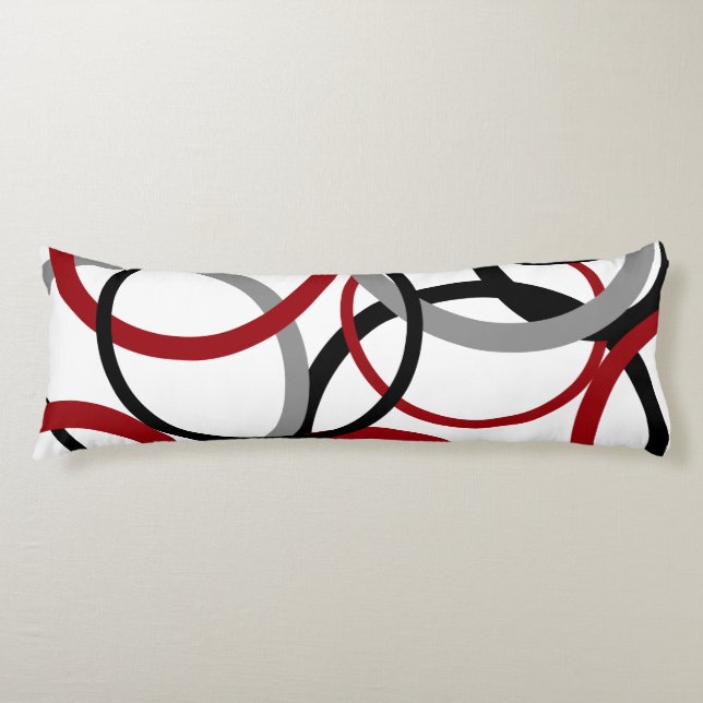 Röd, Grått och svarta cirklar Kroppskudde (Framsidan)
