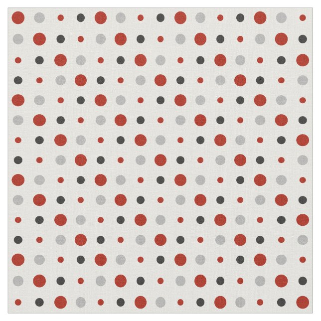 Röd, Grått och vit Polka dots Tyg (Närbild)
