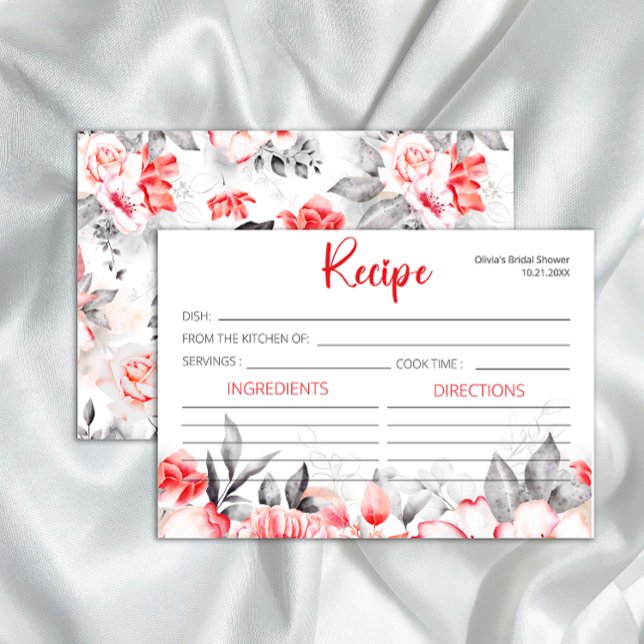 Röd Grått Watercolor Flowers Recipe (Skapare uppladdad)