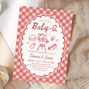 Röd grill Baby-Q Baby Shower-inbjudan Inbjudningar